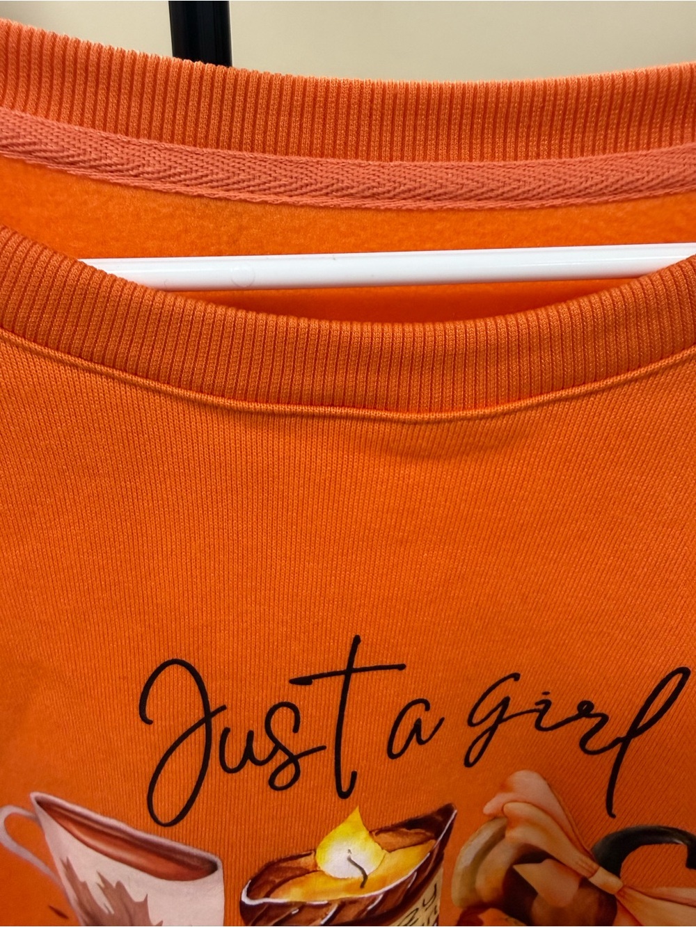 SHEIN Orange "Just a Girl Who Loves Fall" Graphic Sweatshirt NWOT - Picture 3 of 5